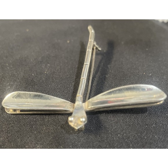 MEXICO STERLING SILVER 3D DRAGONFLY VINTAGE PIN BROOCH - Picture 1 of 6